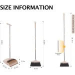 Broom and Dustpan Set with Long Handle, Light Weight Stainless Steel Poles Stand Upright Dustpans with Broom Combo for Home Kitchen Office Pet Dog Hair, Brown & Beige Color, 1-Pack