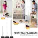 Broom and Dustpan Set with Long Handle, Light Weight Stainless Steel Poles Stand Upright Dustpans with Broom Combo for Home Kitchen Office Pet Dog Hair, Brown & Beige Color, 1-Pack