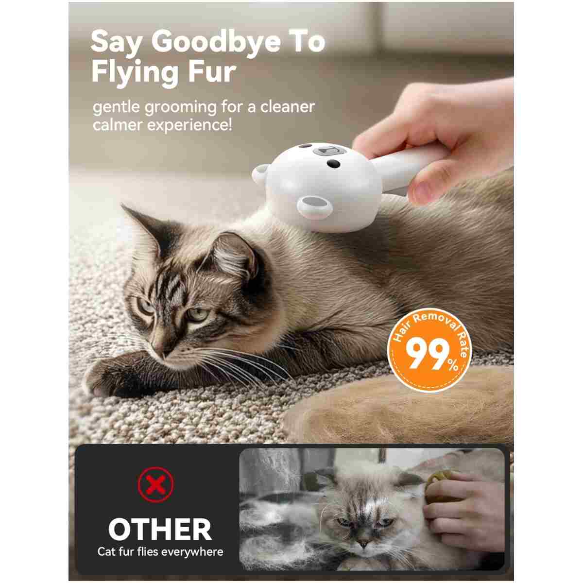 Cat Steam Brush, Brushes for Indoor Cats with Release Button, Dual Speed Spray USB Rechargeable Grooming Supplies, Cat Brush for Shedding Suitable for All Long-haired and...