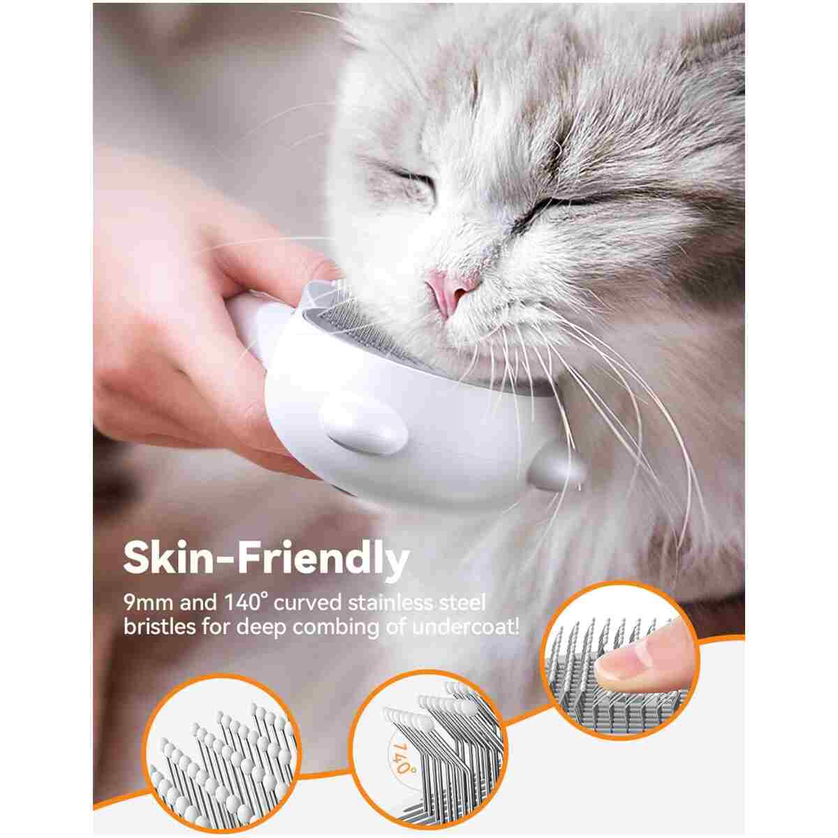 Cat Steam Brush, Brushes for Indoor Cats with Release Button, Dual Speed Spray USB Rechargeable Grooming Supplies, Cat Brush for Shedding Suitable for All Long-haired and...
