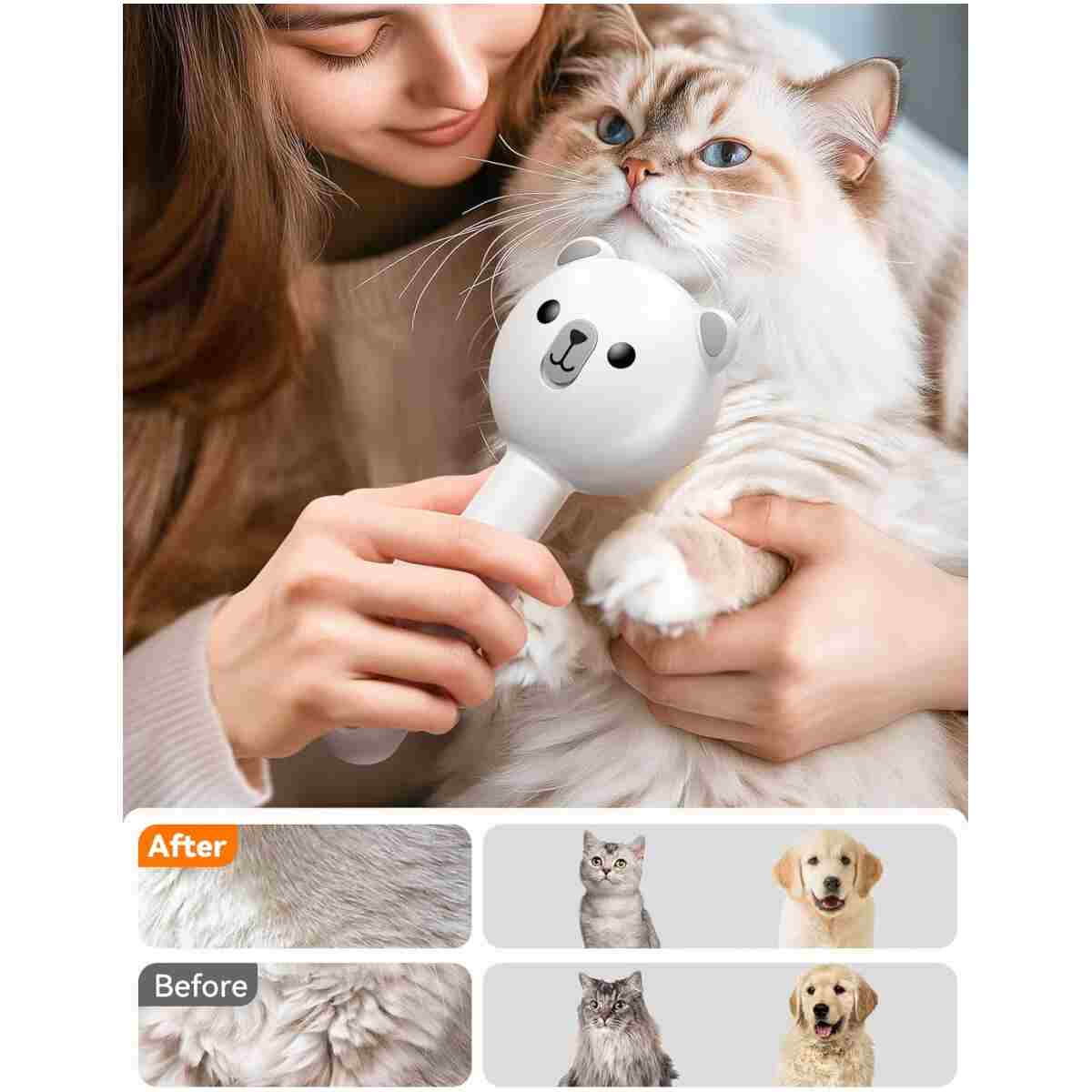 Cat Steam Brush, Brushes for Indoor Cats with Release Button, Dual Speed Spray USB Rechargeable Grooming Supplies, Cat Brush for Shedding Suitable for All Long-haired and...
