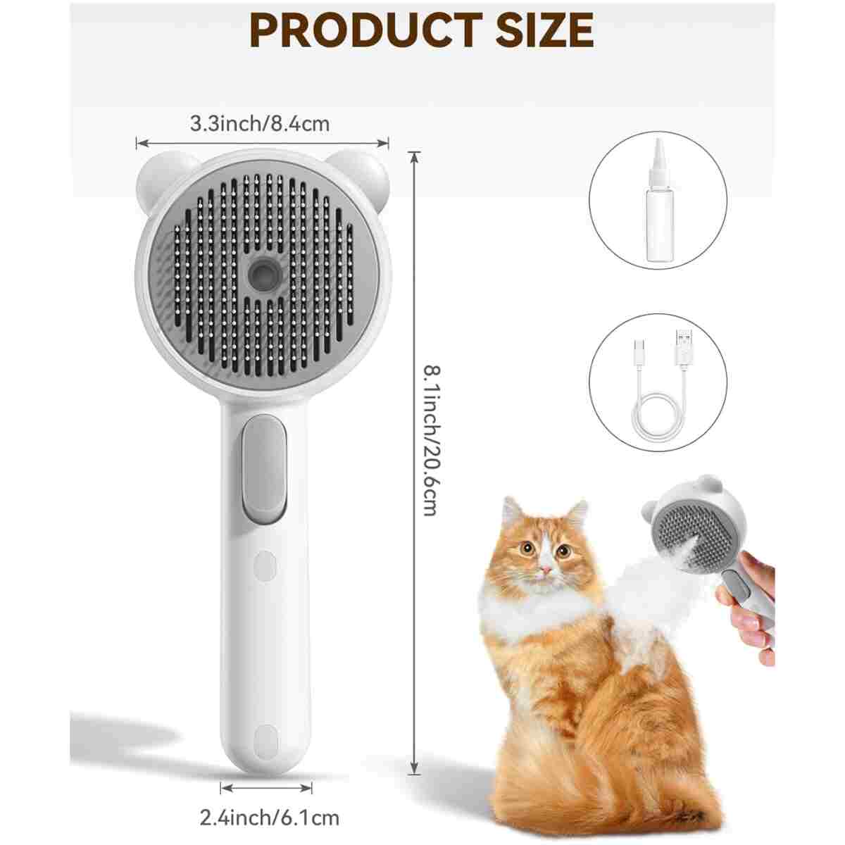 Cat Steam Brush, Brushes for Indoor Cats with Release Button, Dual Speed Spray USB Rechargeable Grooming Supplies, Cat Brush for Shedding Suitable for All Long-haired and...