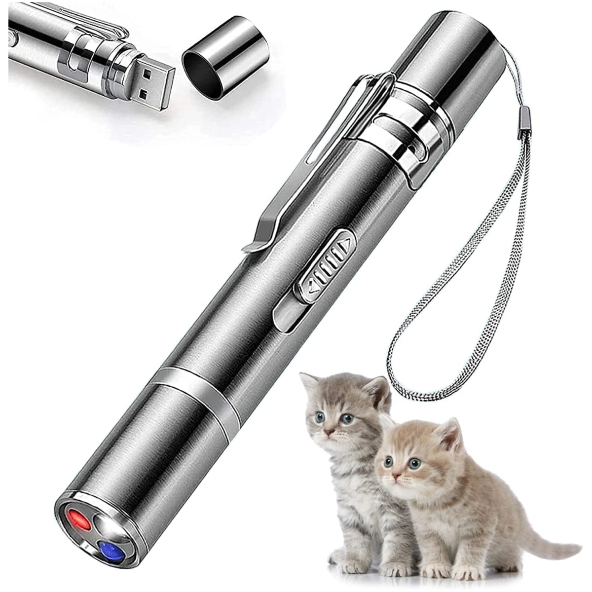 Cat Toys Laser Pointer for Indoor, Rechargeable, 7 Adjustable Wand Red Light Pet Interactive Cat Mouse Toys to Keep Busyfor Kitten Dog Chase Play