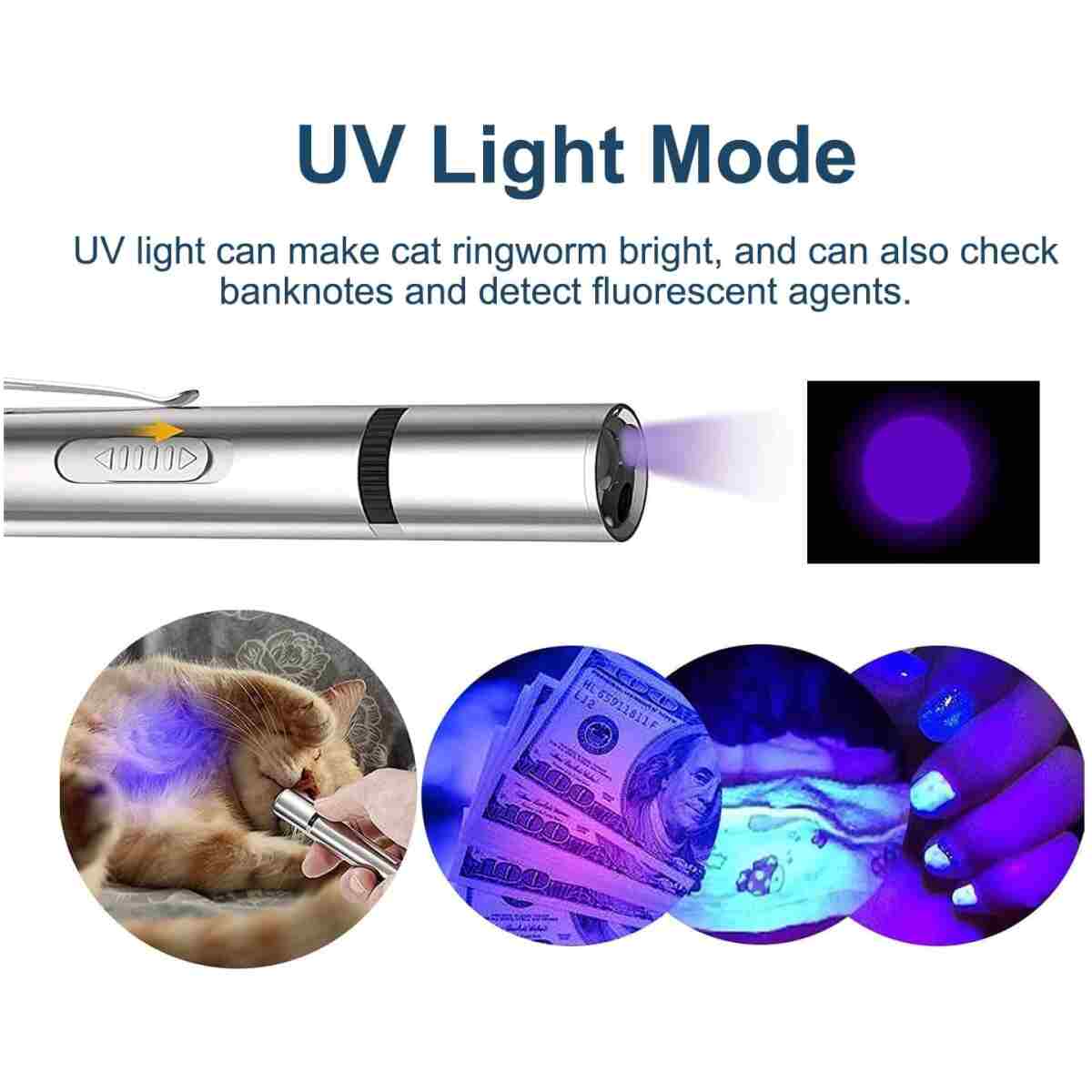 Cat Toys Laser Pointer for Indoor, Rechargeable, 7 Adjustable Wand Red Light Pet Interactive Cat Mouse Toys to Keep Busyfor Kitten Dog Chase Play