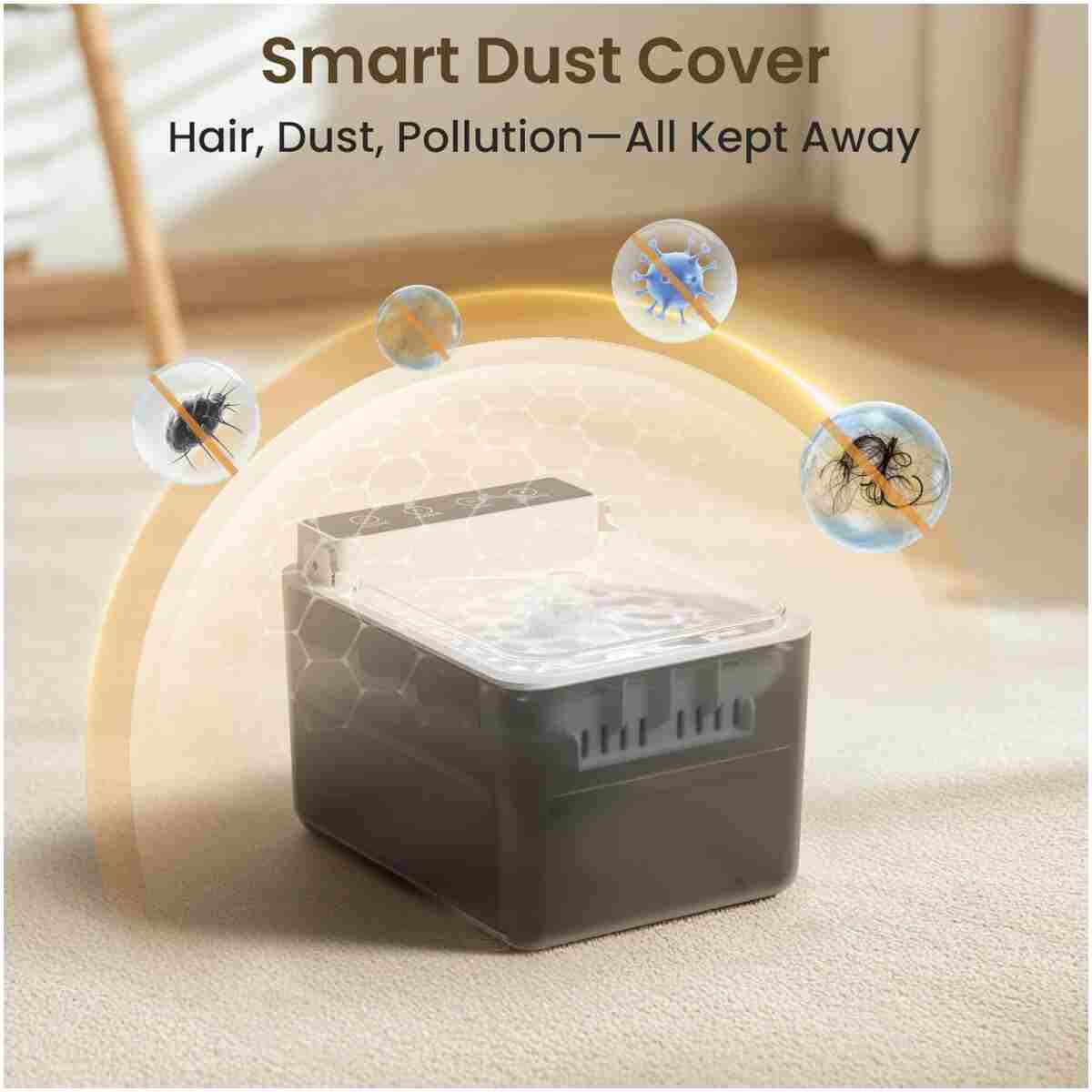 Cat Water Fountain with Dust Cover, 102 oz/3L Automatic Cat Water Dispenser Bowl with Battery Operated, Cat Fountain Super Silent Pet Water Fountain for Dogs and Cats Indoor(