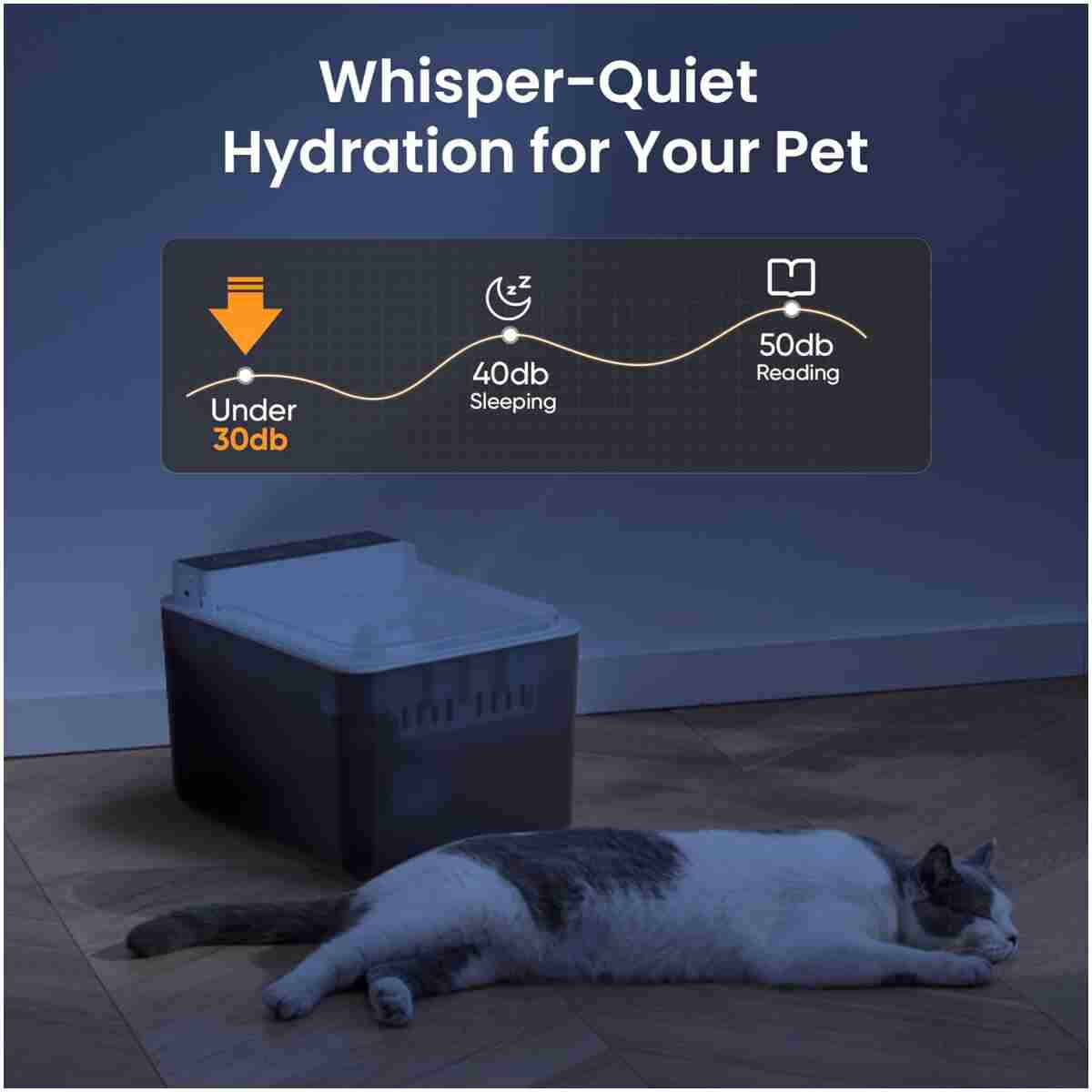 Cat Water Fountain with Dust Cover, 102 oz/3L Automatic Cat Water Dispenser Bowl with Battery Operated, Cat Fountain Super Silent Pet Water Fountain for Dogs and Cats Indoor(
