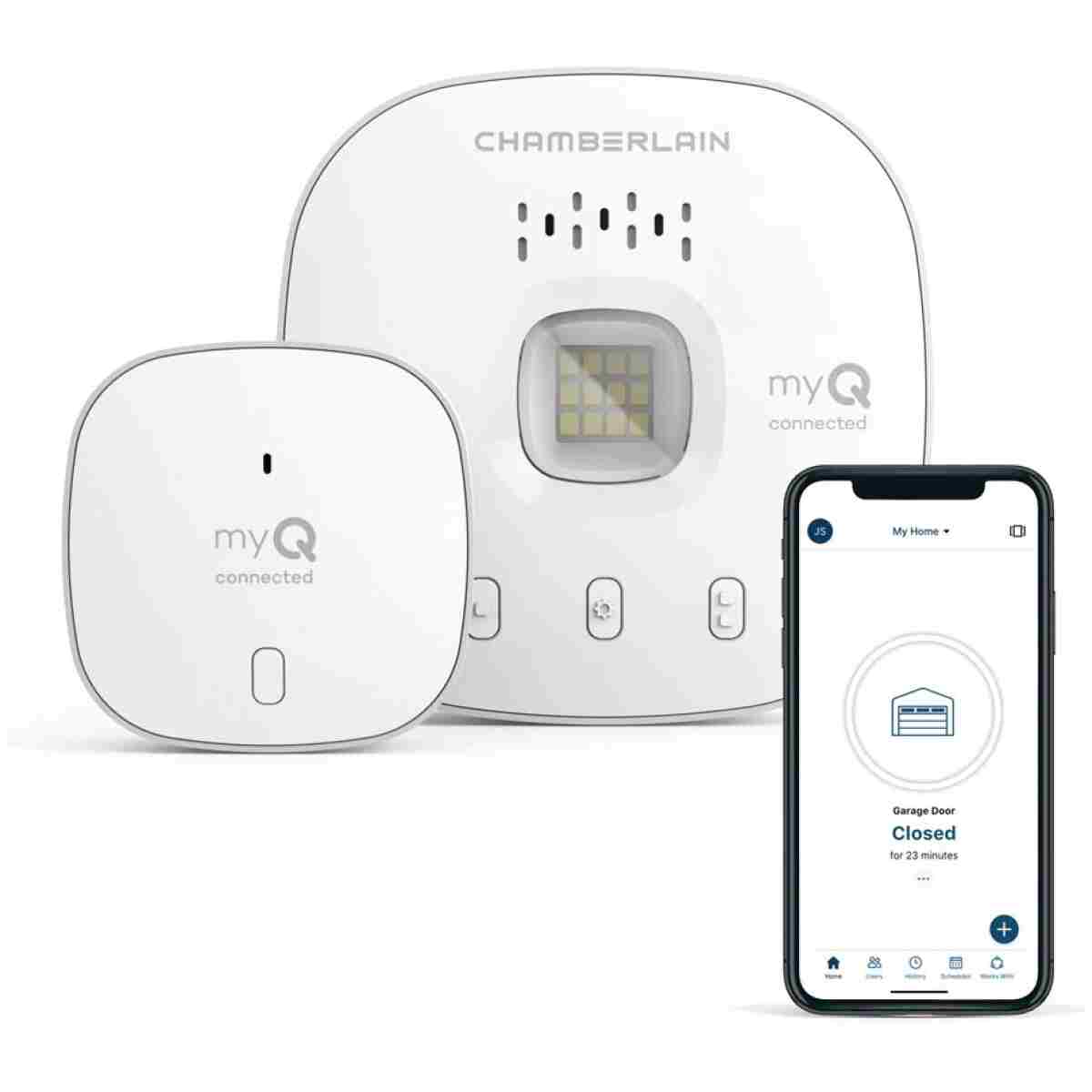 CHAMBERLAIN Smart Garage Control - Wireless Garage Hub and Sensor with Wifi & Bluetooth - Smartphone Controlled, myQ-G0401-ES, White