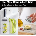 Cheese Grater with Garlic Crusher- Box Grater Vegetable Shredder with 3 Stainless Steel Blades - Graters for Kitchen- Cheese Graters with Handle - Garlic Mincer Tool and...