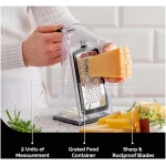 Cheese Grater with Garlic Crusher- Box Grater Vegetable Shredder with 3 Stainless Steel Blades - Graters for Kitchen- Cheese Graters with Handle - Garlic Mincer Tool and...