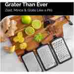 Cheese Grater with Garlic Crusher- Box Grater Vegetable Shredder with 3 Stainless Steel Blades - Graters for Kitchen- Cheese Graters with Handle - Garlic Mincer Tool and...