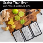Cheese Grater with Garlic Crusher- Box Grater Vegetable Shredder with 3 Stainless Steel Blades - Graters for Kitchen- Cheese Graters with Handle - Garlic Mincer Tool and...