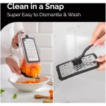 Cheese Grater with Garlic Crusher- Box Grater Vegetable Shredder with 3 Stainless Steel Blades - Graters for Kitchen- Cheese Graters with Handle - Garlic Mincer Tool and...