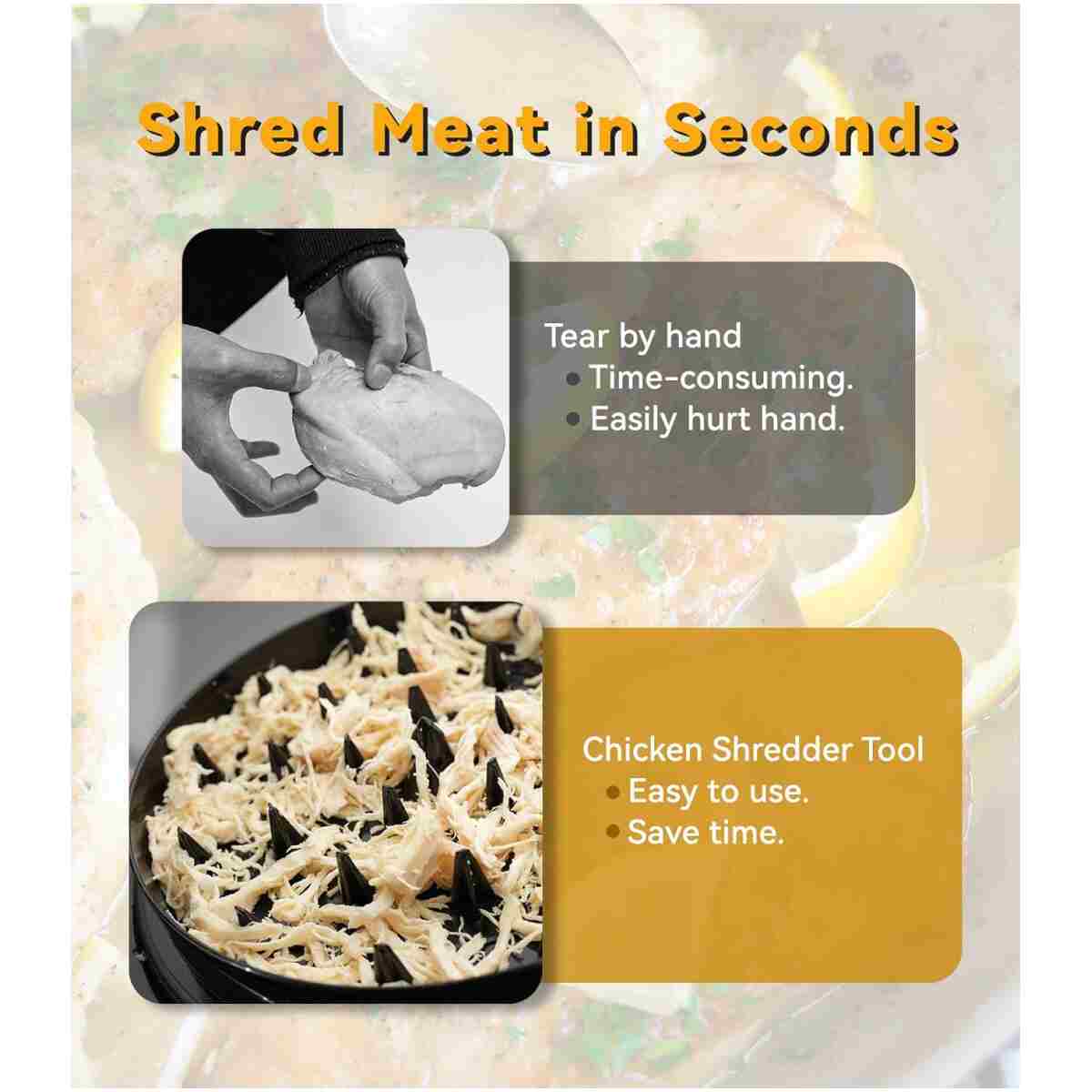 Chicken Shredder Tool Twist for Kitchen, Manual Chicken Breast Grinder Machine for Ground Food, Meat & Vegetables (Elegant Black)