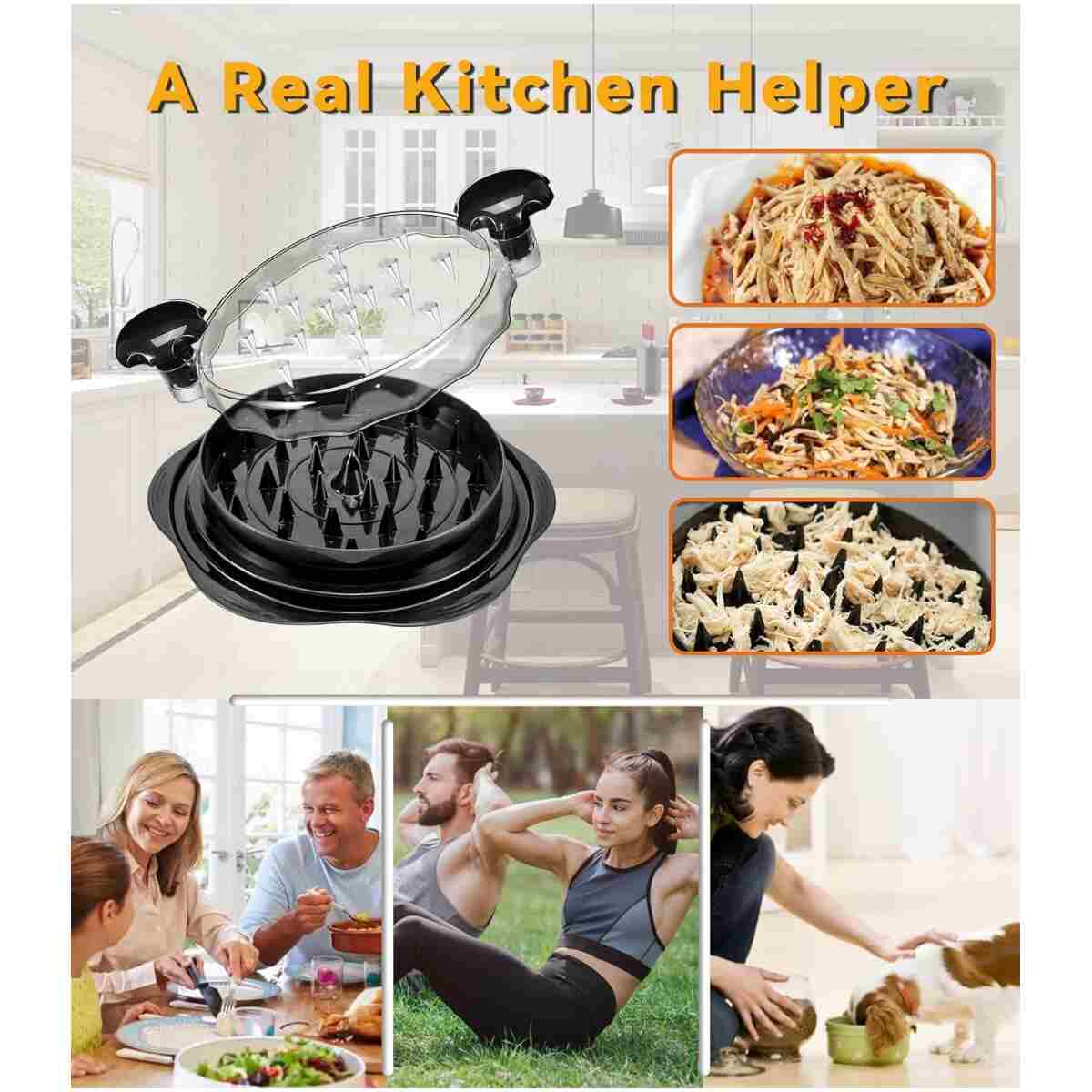 Chicken Shredder Tool Twist for Kitchen, Manual Chicken Breast Grinder Machine for Ground Food, Meat & Vegetables (Elegant Black)