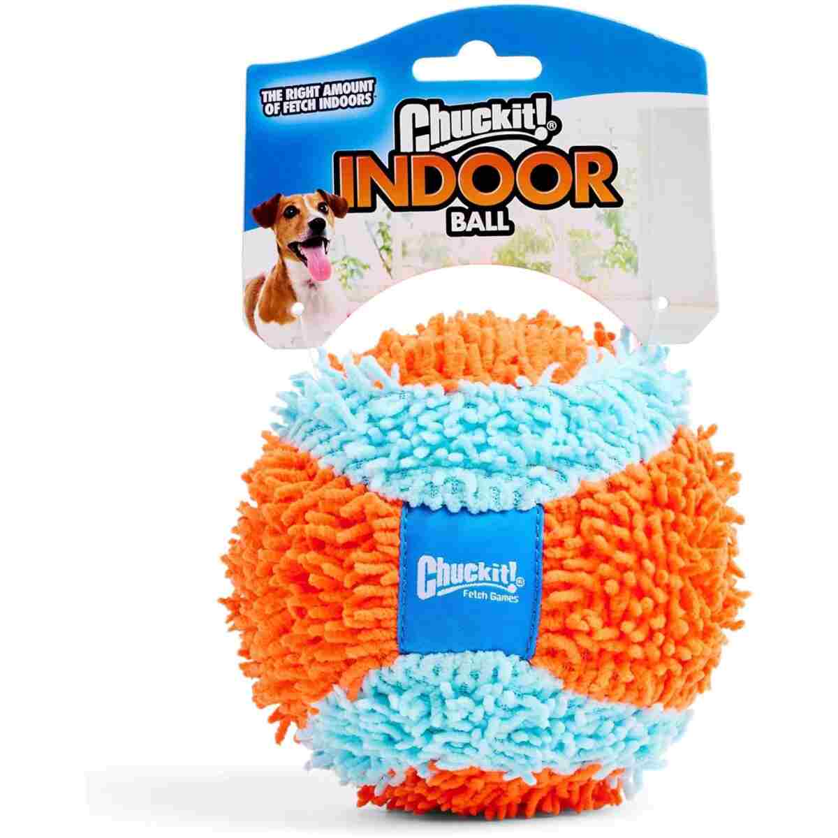 Chuckit! Indoor Fetch Ball Dog Toy for Dogs - Interactive Dog Toys for Boredom, 4.75 Inch, Orange and Blue