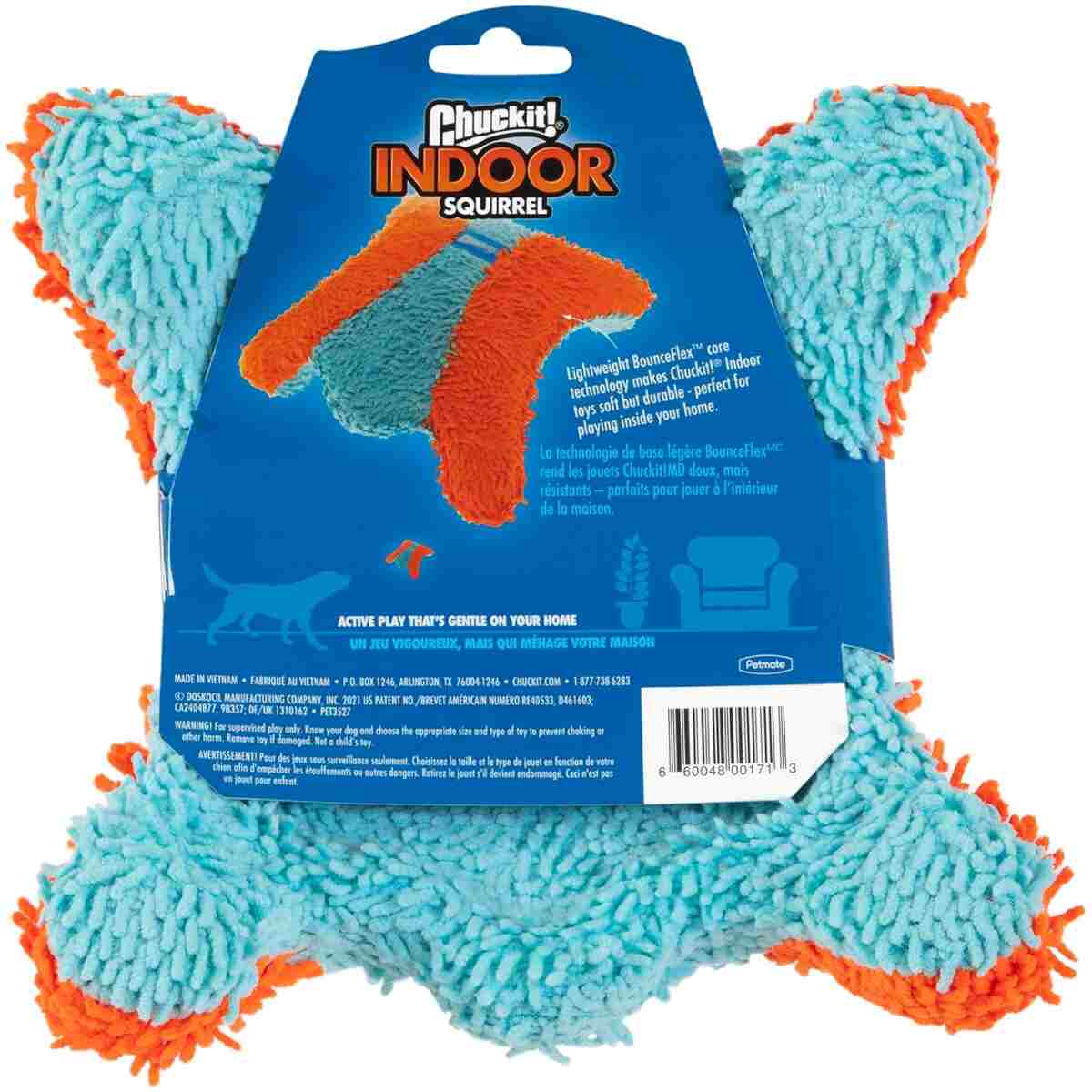 Chuckit! Indoor Fetch Squirrel Toy for Dogs - Interactive Dog Toys for Boredom, Orange and Blue
