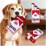 Cigarette Dog Toy Cigarette Pack with 3 Pcs Giggly Cigarettes and Food-Hiding Pack Interactive Plush Dog Toys for Puppy Small and Medium Dogs