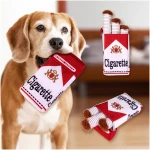 Cigarette Dog Toy Cigarette Pack with 3 Pcs Giggly Cigarettes and Food-Hiding Pack Interactive Plush Dog Toys for Puppy Small and Medium Dogs