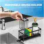 Cisily Black Sponge Holder for Kitchen Sink, Sink Caddy Organizer with High Brush Holder, Kitchen Countertop Organizers and Storage Essentials, Rustproof 304 Stainless Steel,...