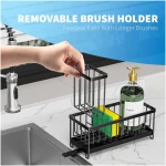 Cisily Black Sponge Holder for Kitchen Sink, Sink Caddy Organizer with High Brush Holder, Kitchen Countertop Organizers and Storage Essentials, Rustproof 304 Stainless Steel,...