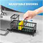 Cisily Black Sponge Holder for Kitchen Sink, Sink Caddy Organizer with High Brush Holder, Kitchen Countertop Organizers and Storage Essentials, Rustproof 304 Stainless Steel,...
