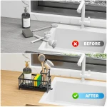 Cisily Black Sponge Holder for Kitchen Sink, Sink Caddy Organizer with High Brush Holder, Kitchen Countertop Organizers and Storage Essentials, Rustproof 304 Stainless Steel,...
