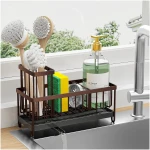 Cisily Black Sponge Holder for Kitchen Sink, Sink Caddy Organizer with High Brush Holder, Kitchen Countertop Organizers and Storage Essentials, Rustproof 304 Stainless Steel,...