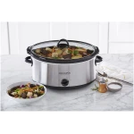 Crock-Pot 7 Quart Oval Manual Slow Cooker, Stainless Steel (SCV700-S-BR), Versatile Cookware for Large Families or Entertaining