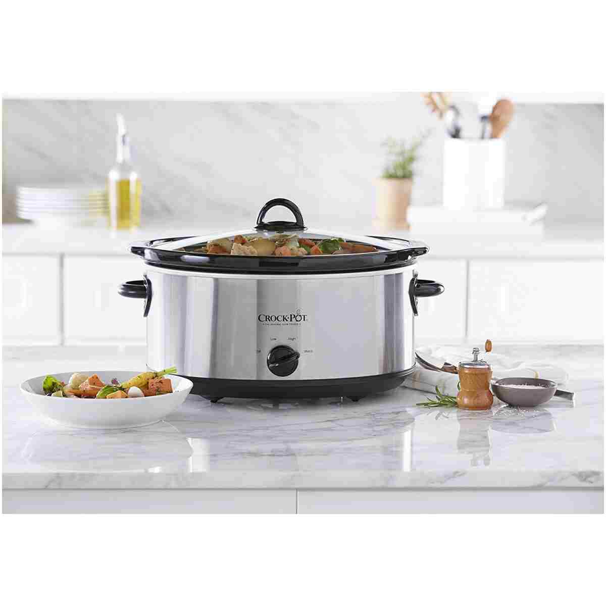 Crock-Pot 7 Quart Oval Manual Slow Cooker, Stainless Steel (SCV700-S-BR), Versatile Cookware for Large Families or Entertaining