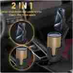 Cup Holder Phone Mount, 2 in 1 Universal Cup Holder Expander Adjustable Base with Phone Mount, Long Arm with 360°Rotation Cup Holder Phone Mount for Car Compatible with All...