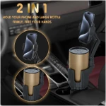 Cup Holder Phone Mount, 2 in 1 Universal Cup Holder Expander Adjustable Base with Phone Mount, Long Arm with 360°Rotation Cup Holder Phone Mount for Car Compatible with All...