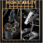 Cup Holder Phone Mount, 2 in 1 Universal Cup Holder Expander Adjustable Base with Phone Mount, Long Arm with 360°Rotation Cup Holder Phone Mount for Car Compatible with All...