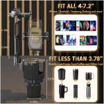 Cup Holder Phone Mount, 2 in 1 Universal Cup Holder Expander Adjustable Base with Phone Mount, Long Arm with 360°Rotation Cup Holder Phone Mount for Car Compatible with All...