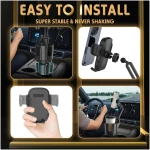 Cup Holder Phone Mount, 2 in 1 Universal Cup Holder Expander Adjustable Base with Phone Mount, Long Arm with 360°Rotation Cup Holder Phone Mount for Car Compatible with All...