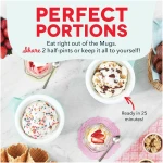 DASH My Mug Ice Cream Maker Machine (Aqua): Multi-Purpose Soft Serve Ice Cream Machine with (2) Bowls for Homemade Gelato, Sorbet, Frozen Yogurt, Built-In Ingredient Chute, Easy...