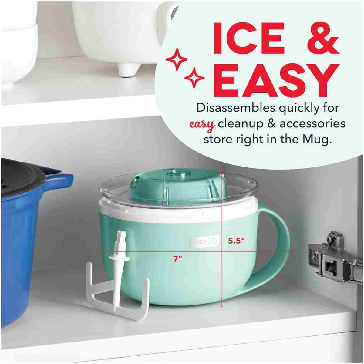DASH My Mug Ice Cream Maker Machine (Aqua): Multi-Purpose Soft Serve Ice Cream Machine with (2) Bowls for Homemade Gelato, Sorbet, Frozen Yogurt, Built-In Ingredient Chute, Easy...