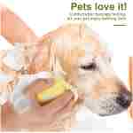 Dog Cat Bath Brush Comb Silicone Rubber Dog Grooming Brush Silicone Puppy Massage Brush Hair Fur Grooming Cleaning Brush Soft Shampoo Dispenser (Yellow - Upgraded)