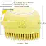 Dog Cat Bath Brush Comb Silicone Rubber Dog Grooming Brush Silicone Puppy Massage Brush Hair Fur Grooming Cleaning Brush Soft Shampoo Dispenser (Yellow - Upgraded)