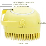 Dog Cat Bath Brush Comb Silicone Rubber Dog Grooming Brush Silicone Puppy Massage Brush Hair Fur Grooming Cleaning Brush Soft Shampoo Dispenser (Yellow - Upgraded)