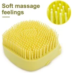 Dog Cat Bath Brush Comb Silicone Rubber Dog Grooming Brush Silicone Puppy Massage Brush Hair Fur Grooming Cleaning Brush Soft Shampoo Dispenser (Yellow - Upgraded)