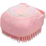 Dog Cat Bath Brush Comb Silicone Rubber Dog Grooming Brush Silicone Puppy Massage Brush Hair Fur Grooming Cleaning Brush Soft Shampoo Dispenser (Yellow - Upgraded)