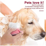Dog Cat Bath Brush Comb Silicone Rubber Dog Grooming Brush Silicone Puppy Massage Brush Hair Fur Grooming Cleaning Brush Soft Shampoo Dispenser (Yellow - Upgraded)