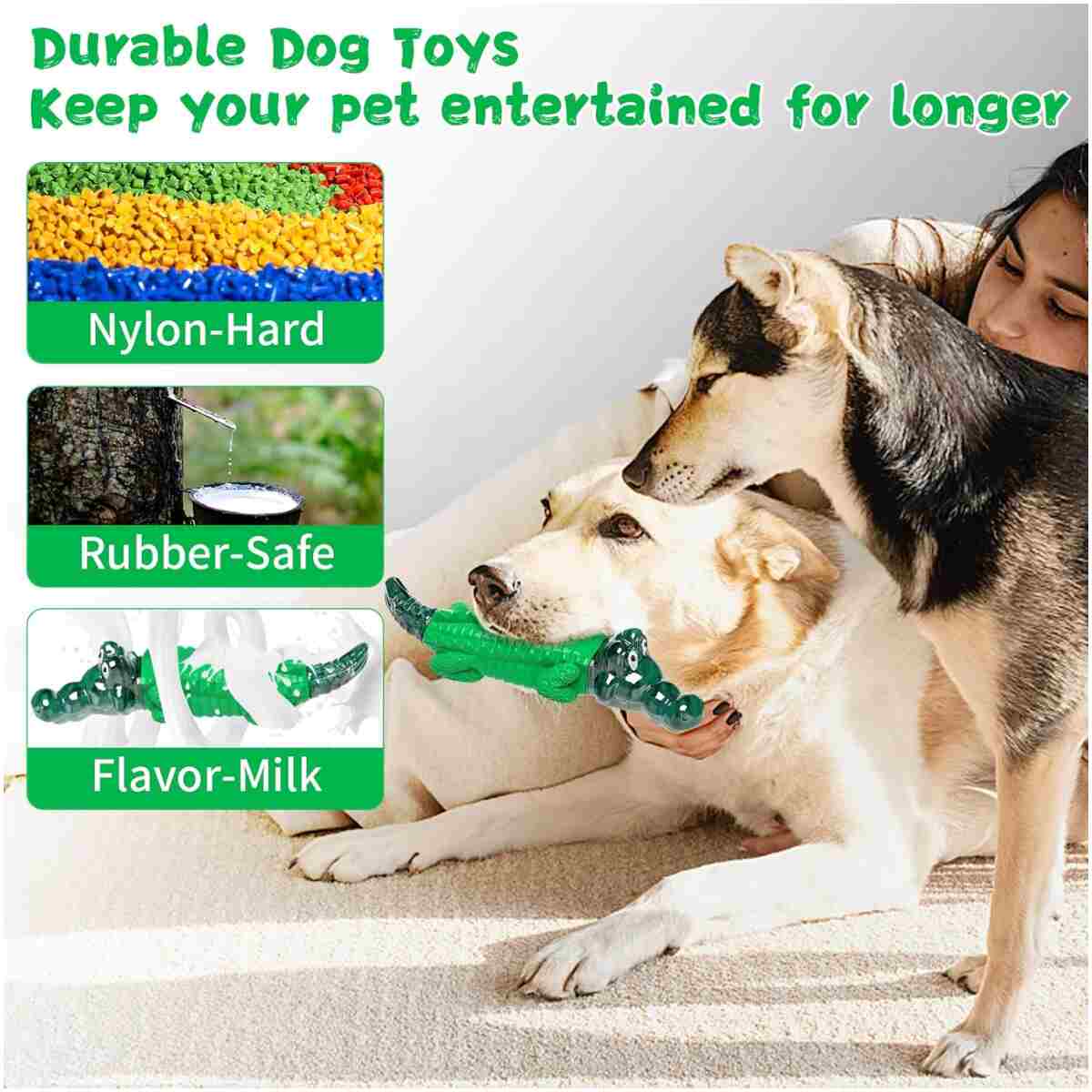 Dog Chew Toys for Aggressive Chewers - Indestructible Dog Toy to Reduce Pet Anxiety and Boredom for Small, Medium, Large Breed