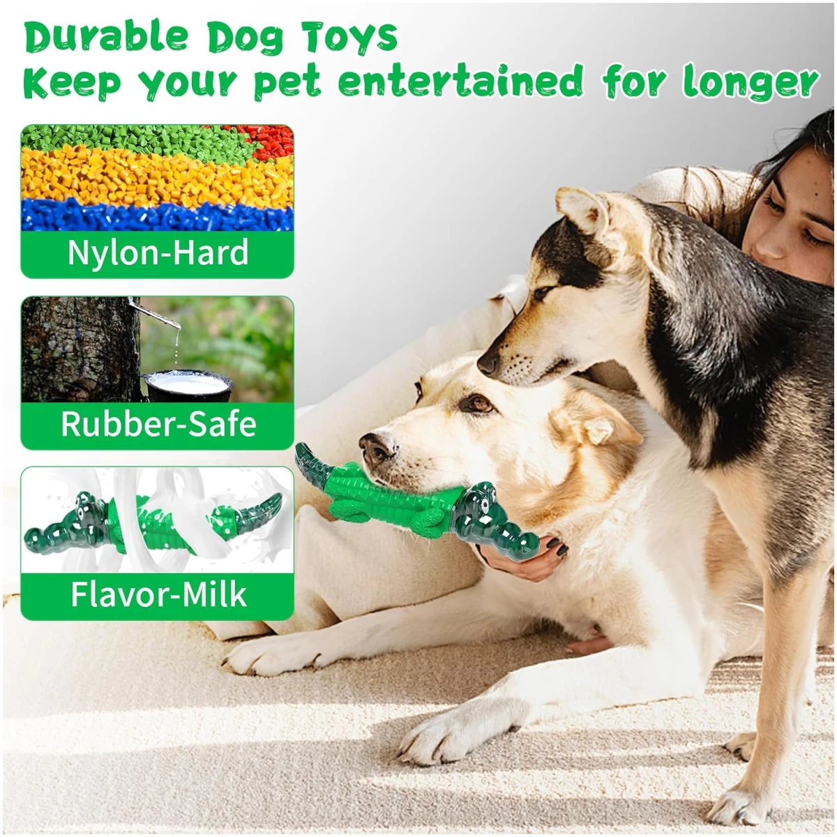 Dog Chew Toys for Aggressive Chewers - Indestructible Dog Toy to Reduce Pet Anxiety and Boredom for Small, Medium, Large Breed