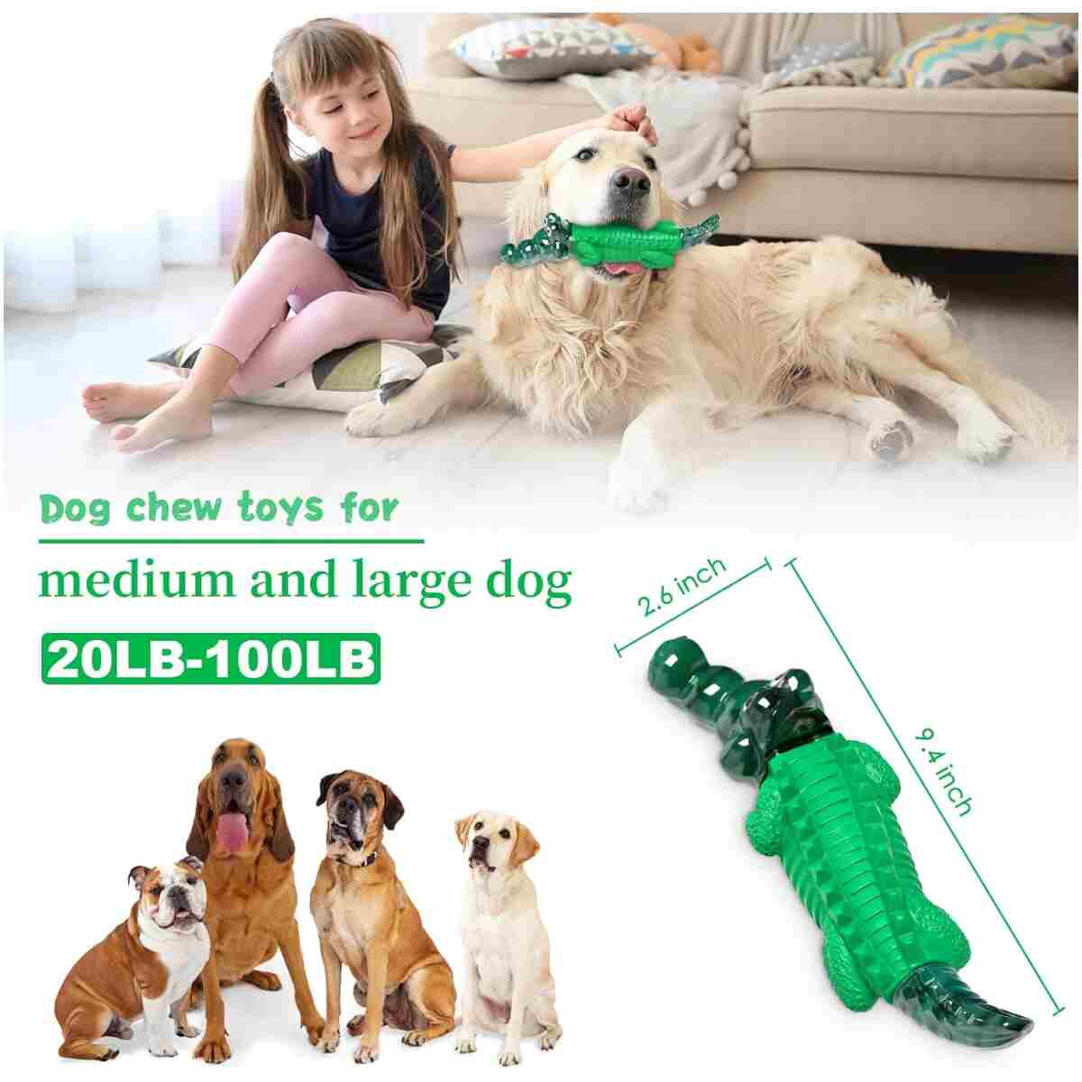 Dog Chew Toys for Aggressive Chewers - Indestructible Dog Toy to Reduce Pet Anxiety and Boredom for Small, Medium, Large Breed