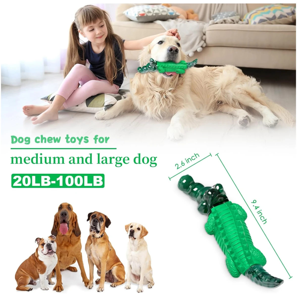 Dog Chew Toys for Aggressive Chewers - Indestructible Dog Toy to Reduce Pet Anxiety and Boredom for Small, Medium, Large Breed