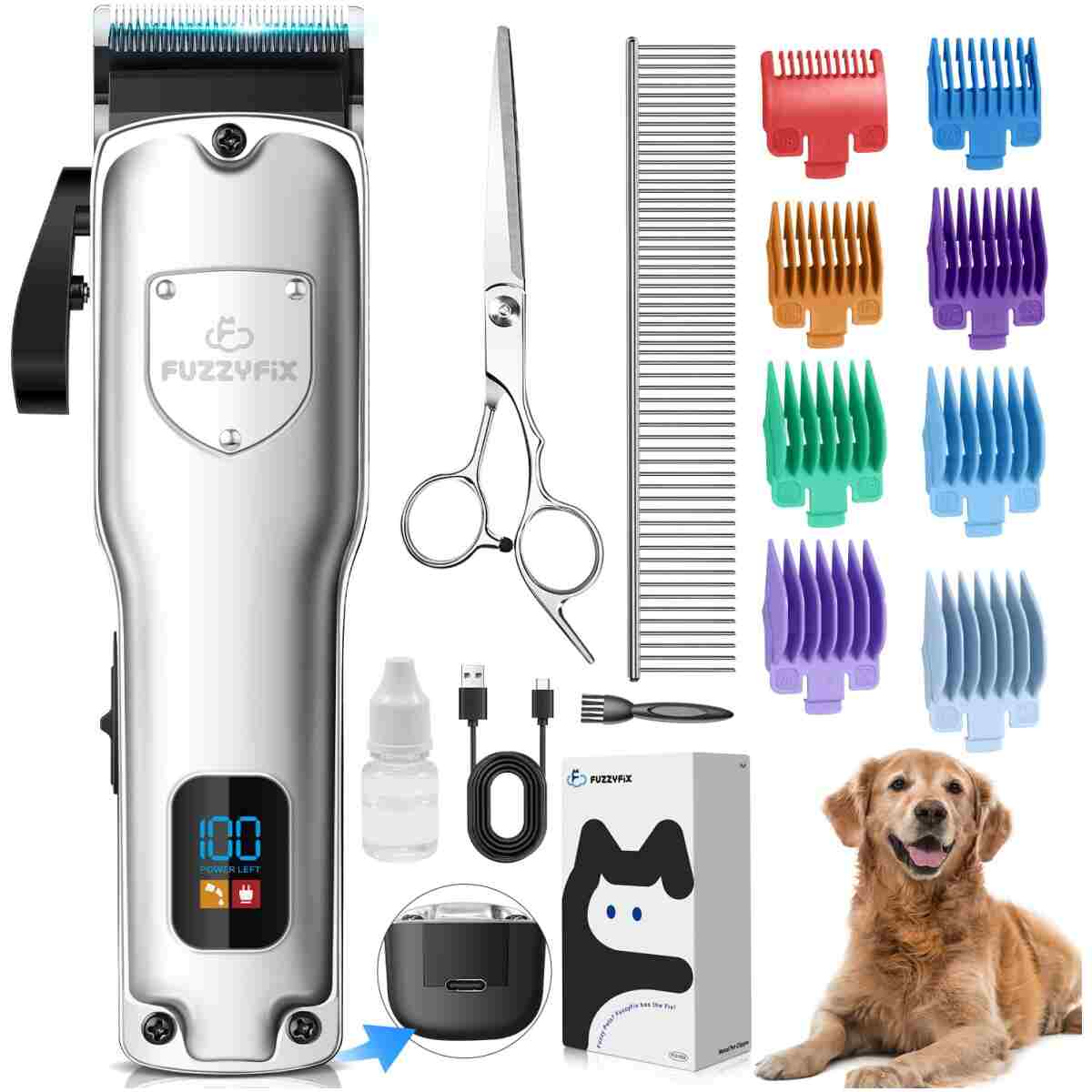 Dog Clippers for Grooming for Thick Heavy Coats, Professional Pet Grooming Clippers Supplies Kit Low Noise Rechargeable Stainless Steel Hair Trimmers with Ceramic Blade for Dogs...