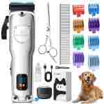 Dog Clippers for Grooming for Thick Heavy Coats, Professional Pet Grooming Clippers Supplies Kit Low Noise Rechargeable Stainless Steel Hair Trimmers with Ceramic Blade for Dogs...