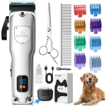 Dog Clippers for Grooming for Thick Heavy Coats, Professional Pet Grooming Clippers Supplies Kit Low Noise Rechargeable Stainless Steel Hair Trimmers with Ceramic Blade for Dogs...