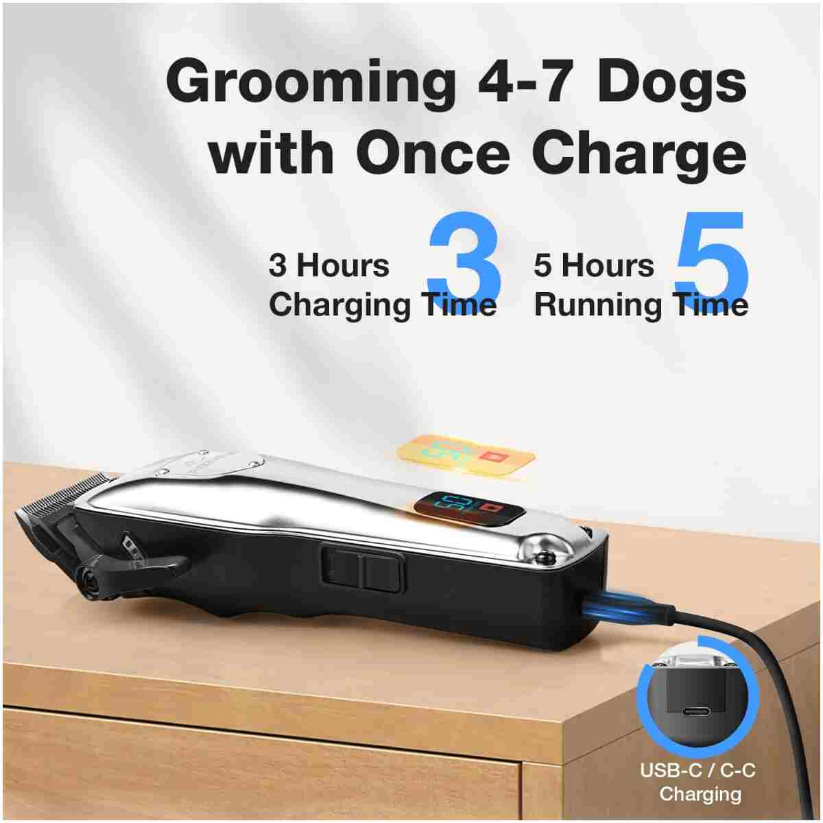 Dog Clippers for Grooming for Thick Heavy Coats, Professional Pet Grooming Clippers Supplies Kit Low Noise Rechargeable Stainless Steel Hair Trimmers with Ceramic Blade for Dogs...